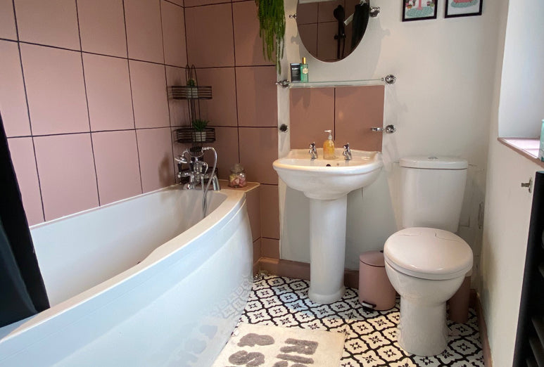Dusky Blush & Blackjack Bathroom Paint Makeover