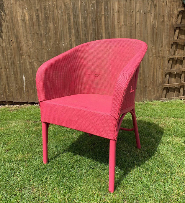 Raspberry Punch Painted Wicker Chair Upcycle