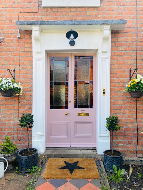 Dusky Blush Front Door Upcycling Transformation