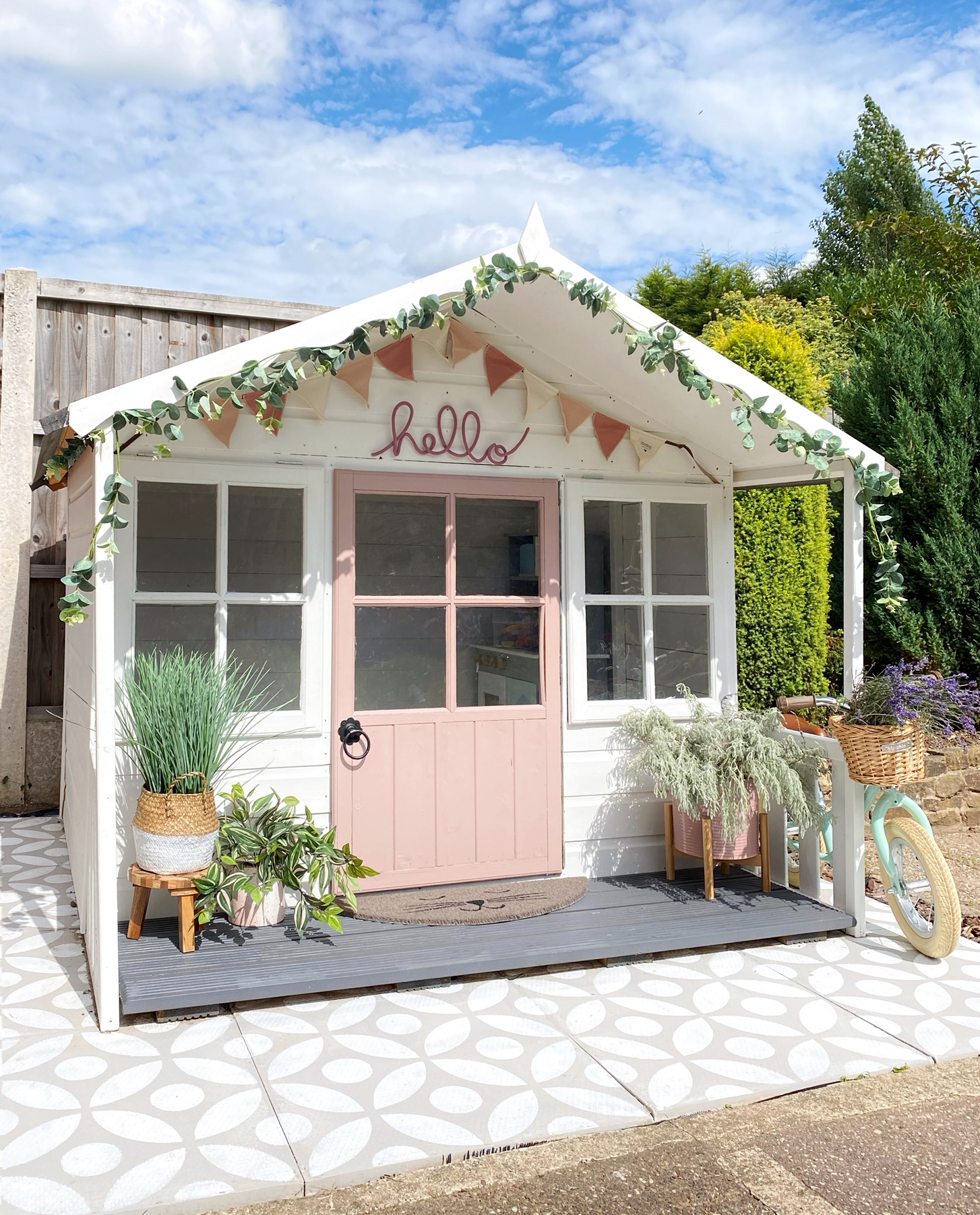 Dusky Blush Painted Wendy House Makeover