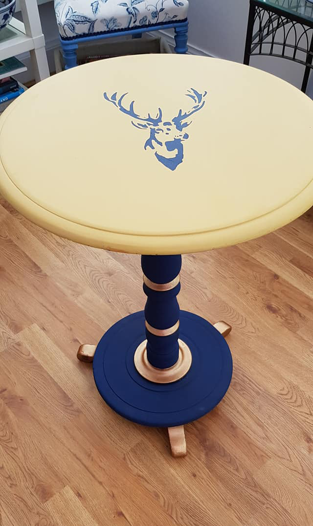 Hornblower & Hot As Mustard Pedestal Table Makeover