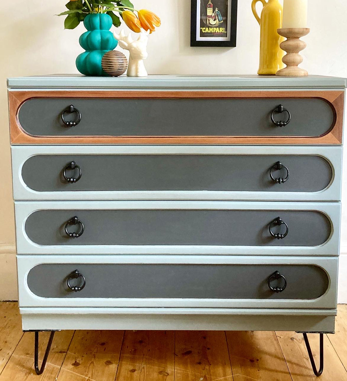 Scotch Mist and Smudge Painted Drawer Upcycle Idea