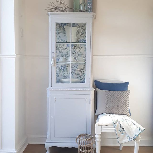 Crystal Blue Vintage Cabinet Makeover