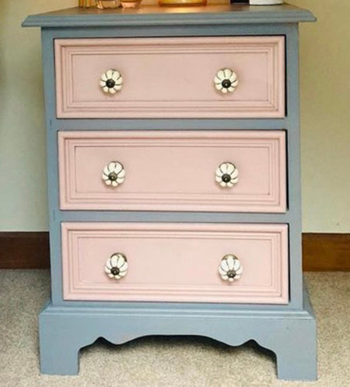 Greyhound & Dusky Blush Bedside Table makeover