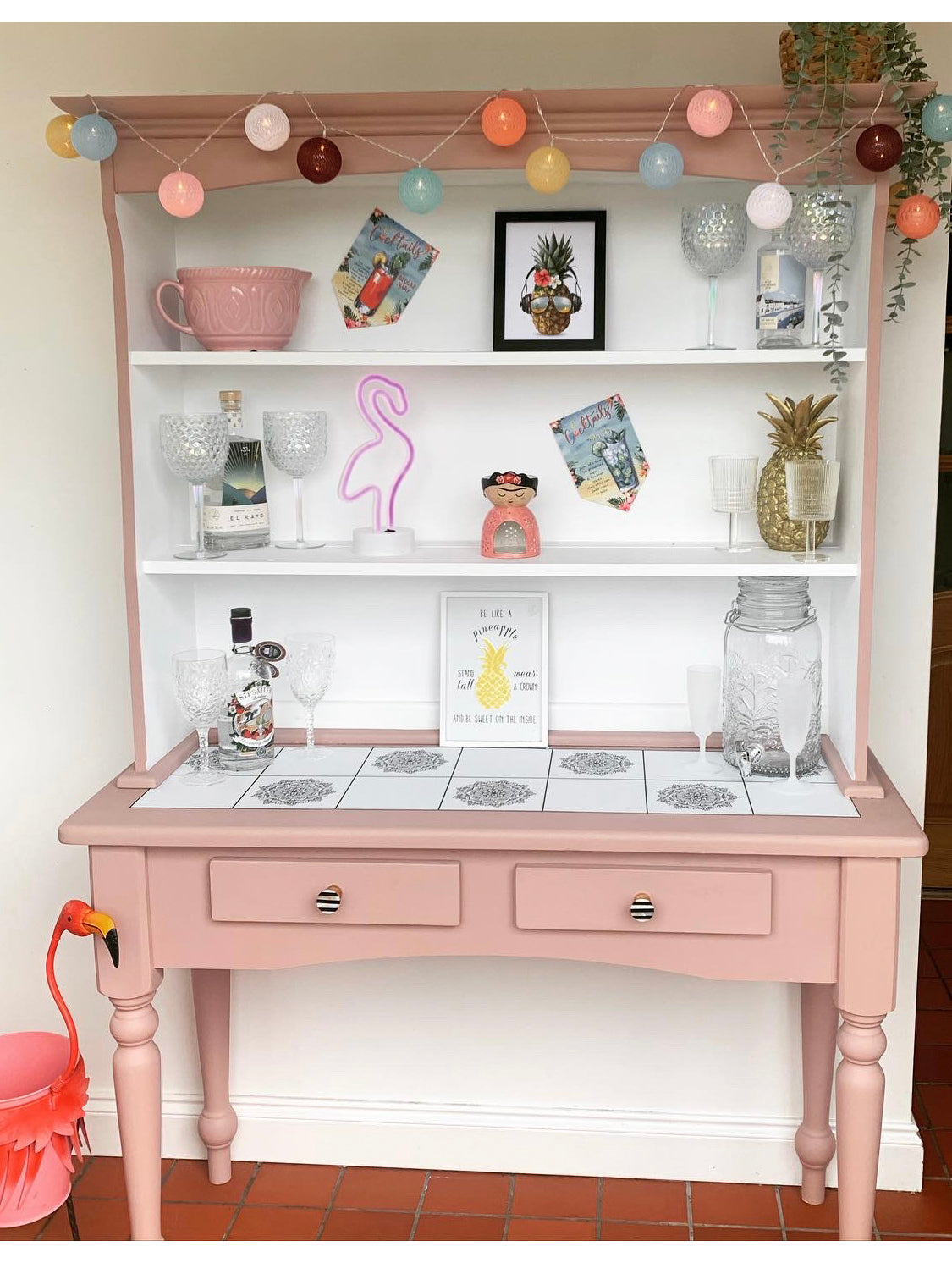 Dusky Blush & Whitey White Dresser Makeover